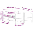 sengeramme uden madras 150x200 cm massivt fyrretræ hvid
