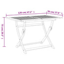 foldbart havebord 120x70x75 cm massivt akacietræ