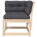 hjørnemodul til havesofa 73x73x78 cm m. hynder massivt fyrretræ