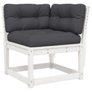 hjørnemodul til havesofa 73x73x78 cm m. hynder massivt fyr hvid