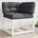 hjørnemodul til havesofa 73x73x78 cm m. hynder massivt fyr hvid