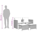 2-personers havesofa med bord og skamler polyrattan grå