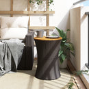 sidebord trommeformet polyrattan og massivt træ sort