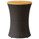 sidebord trommeformet polyrattan og massivt træ sort