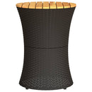 sidebord trommeformet polyrattan og massivt træ sort