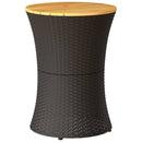 sidebord trommeformet polyrattan og massivt træ sort