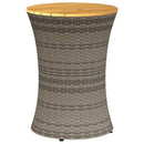 sidebord trommeformet polyrattan og massivt træ grå