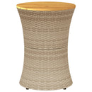 sidebord trommeformet polyrattan og massivt træ beige