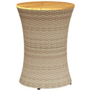 sidebord trommeformet polyrattan og massivt træ beige