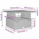 havebord 110x110x71 cm polyrattan og massivt akacietræ grå