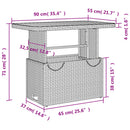havebord 90x55x71 cm polyrattan og akacietræ sort