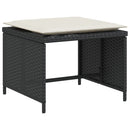 havestol med fodskammel polyrattan sort