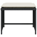 havestol med fodskammel polyrattan sort