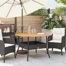 havebord med akacietop Ø110x71 cm polyrattan sort