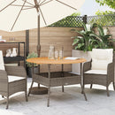 havebord med akacietop Ø110x71 cm polyrattan grå