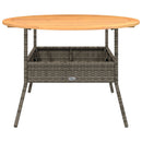 havebord med akacietop Ø110x71 cm polyrattan grå