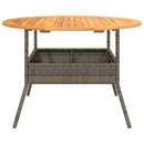 havebord med akacietop Ø110x71 cm polyrattan grå