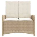 havebænk med hynder og lænefunktion polyrattan beige