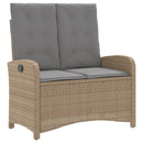 havebænk med hynder og lænefunktion polyrattan beige
