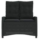 havebænk med hynder og lænefunktion polyrattan sort