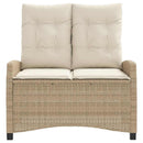 havebænk med hynder og lænefunktion polyrattan beige