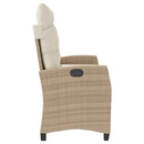 havebænk med hynder og lænefunktion polyrattan beige