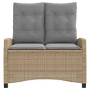 havebænk med hynder og lænefunktion polyrattan beige