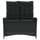 havebænk med hynder og lænefunktion polyrattan sort