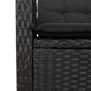 havebænk med hynder og lænefunktion polyrattan sort
