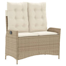 havebænk med hynder og lænefunktion polyrattan beige