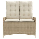 havebænk med hynder og lænefunktion polyrattan beige