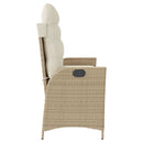 havebænk med hynder og lænefunktion polyrattan beige