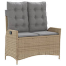 havebænk med hynder og lænefunktion polyrattan beige