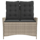 havebænk med hynder og lænefunktion polyrattan lysegrå