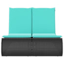 dobbelt loungesofa med hynder polyrattan sort