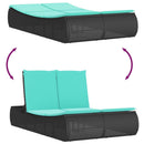 dobbelt loungesofa med hynder polyrattan sort