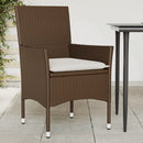 havestole med hynder 2 stk. polyrattan brun