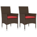 havestole med hynder 2 stk. polyrattan brun