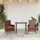 havestole med hynder 2 stk. polyrattan brun