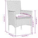 havestole med hynder 2 stk. polyrattan brun
