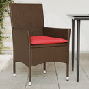 havestole med hynder 2 stk. polyrattan brun