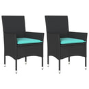 havestole med hynder 2 stk. polyrattan sort