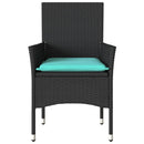 havestole med hynder 2 stk. polyrattan sort