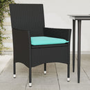 havestole med hynder 2 stk. polyrattan sort