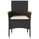havestole med hynder 2 stk. polyrattan sort