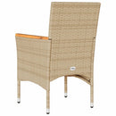 havestole med hynder 2 stk. polyrattan beige