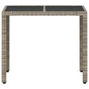 havebord med glastop 90x90x75 cm polyrattan lysegrå