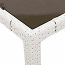 havebord med glastop 90x90x75 cm polyrattan hvid