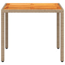 havebord 90x90x75 cm polyrattan og akacietræ beige
