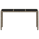 havebord med glastop 150x90x75 cm polyrattan lysegrå